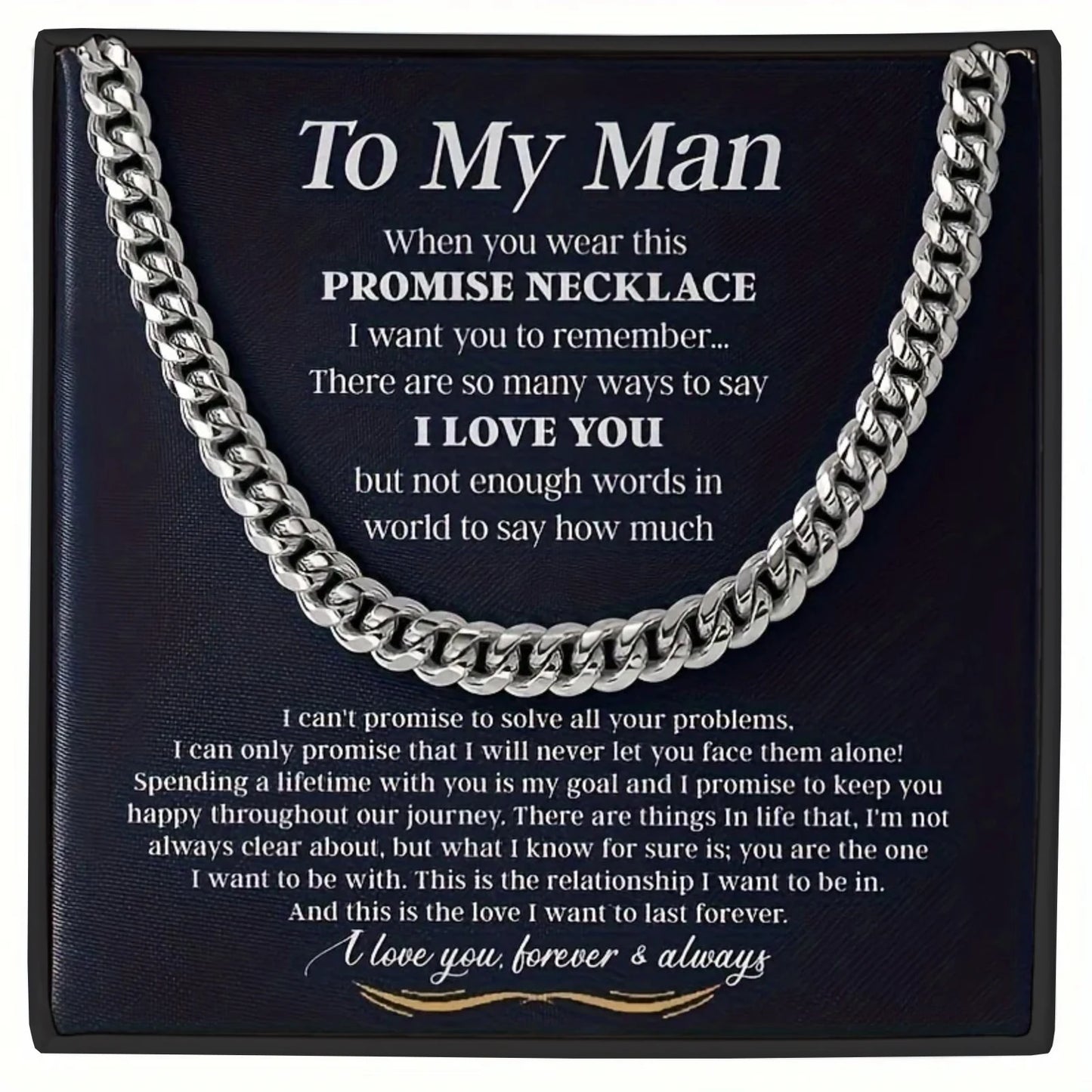 Promise Cuban Chain Necklace – Thoughtful Anniversary Gift for Boyfriend or Husband