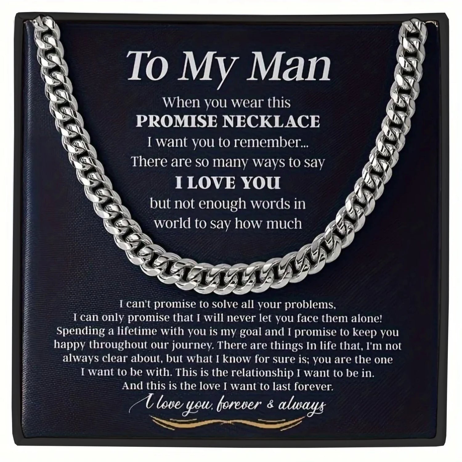 Promise Cuban Chain Necklace – Thoughtful Anniversary Gift for Boyfriend or Husband