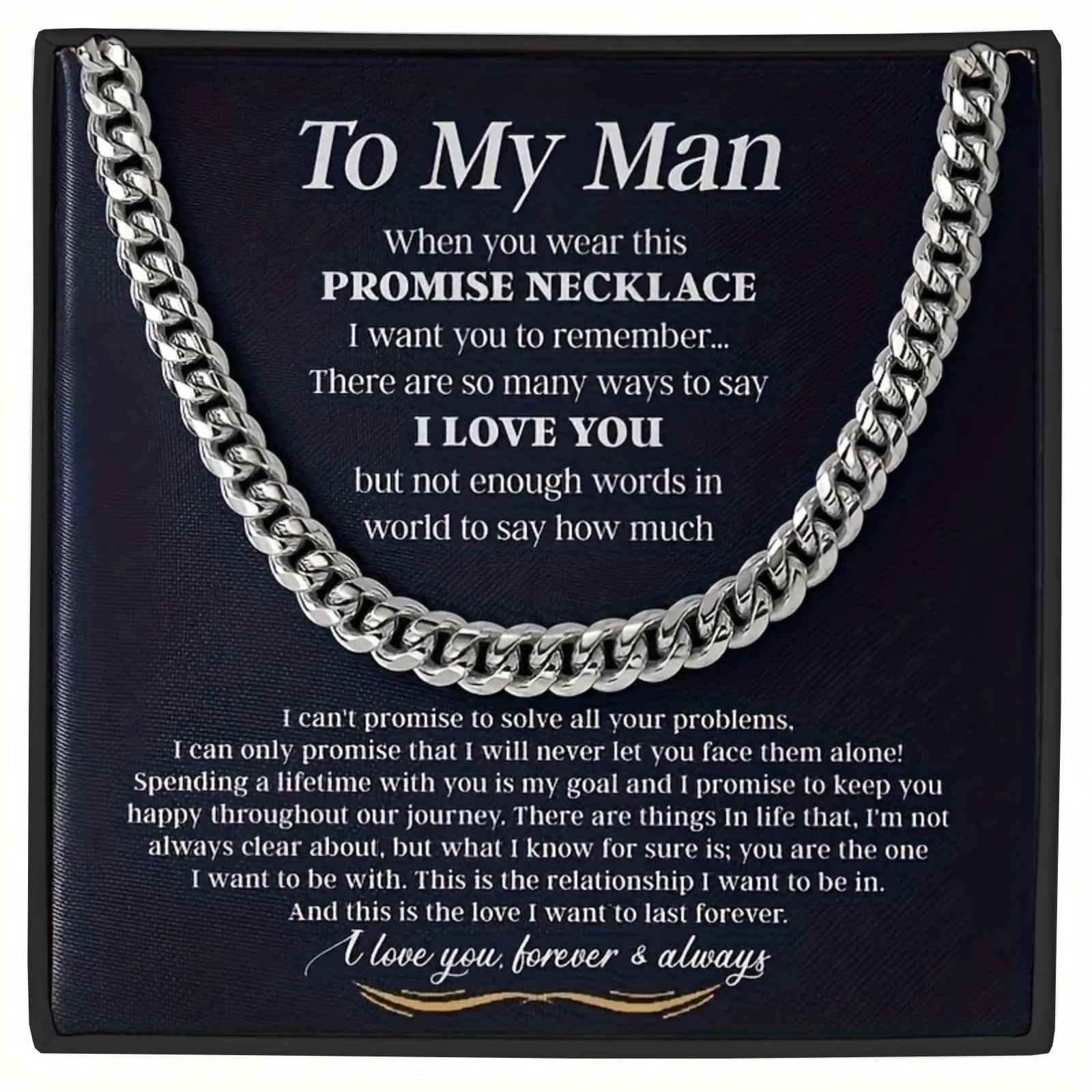 Promise Cuban Chain Necklace – Thoughtful Anniversary Gift for Boyfriend or Husband