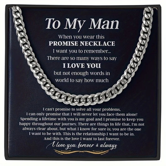 Promise Cuban Chain Necklace – Thoughtful Anniversary Gift for Boyfriend or Husband