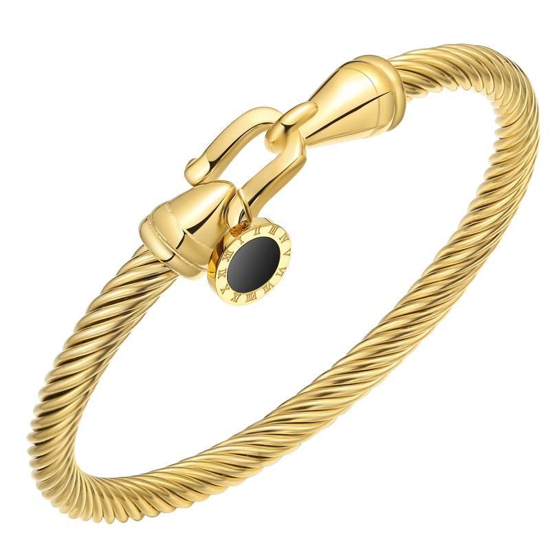 Stainless Steel Twisted Cable Wire Bracelets with Hook Adjustable Cuff Bangle Bracelet Vintage Jewelry Gift for Women