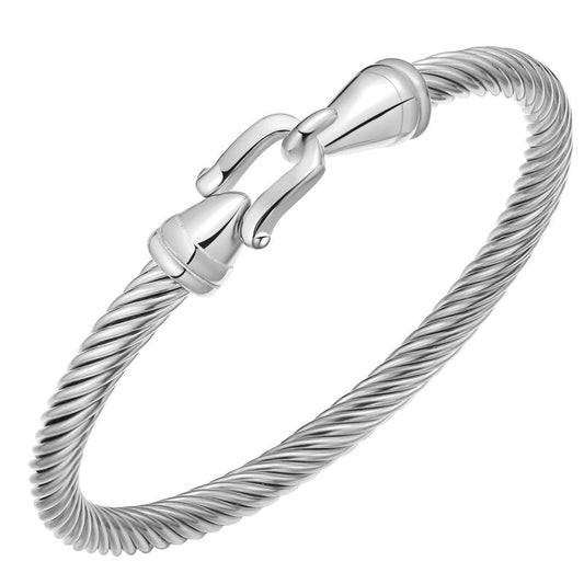 Stainless Steel Twisted Cable Wire Bracelets with Hook Adjustable Cuff Bangle Bracelet Vintage Jewelry Gift for Women